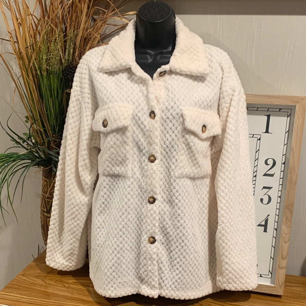 Women's Cream Textured Jacket